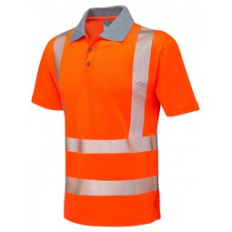 Leo P03-O High Visibility Woolacombe Short Sleeved Polo Shirt Orange