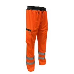 Leo Workwear Mesh & Coolviz Polyester Trouser V2 Including Waist Pockets Short Leg Orange