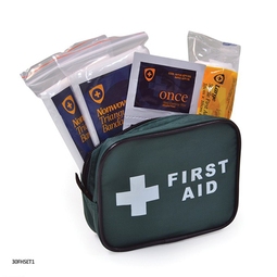 1 Person Travel First Aid Kit Green Bag 30FHSET1