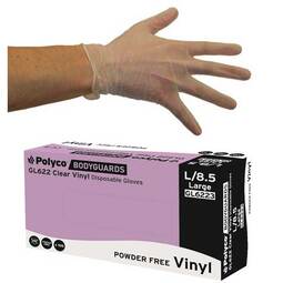 Polyco GL62 Clear Powder Free Vinyl Disposable Gloves [100]