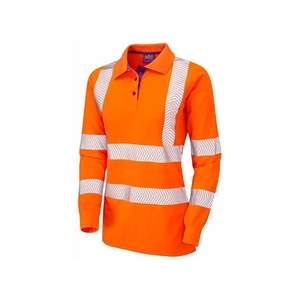 PL08-O Pollyfield Coolviz Ultra Ladies Long Sleeved Hi-Viz Polo Shirt Orange