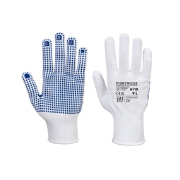 A110 Polka Dot Glove Polyester Pvc Blue on White