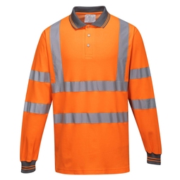 Portwest S271 Orange Long Sleeve Cotton Polo Shirt