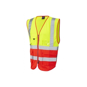 Hi-vis 2-Tone Yellow/Red Executive Zip Front Waistcoat