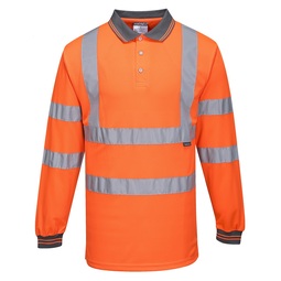 S277 High Visibility Long Sleeve Polo Shirt Orange