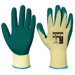 Portwest A100  Latex Grip Gloves Green/Yellow
