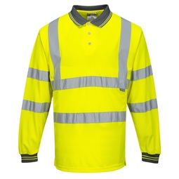 S277 High Visibility Long Sleeve Polo Shirt Yellow