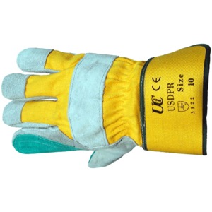 Grey/Green Leather Superior Double Palm Rigger Glove
