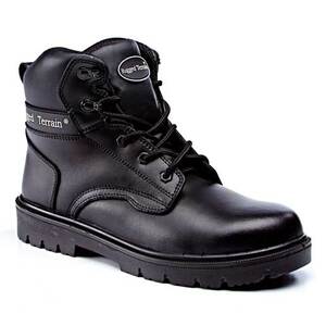 Rugged Terrain Black Leather Derby Boot S3