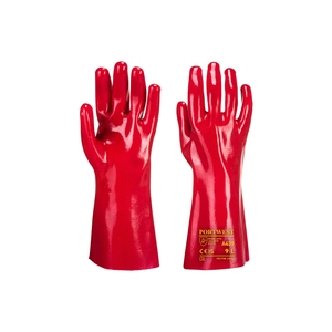 Portwest RP14 PVC Fully Coated Gauntlets Red 14"