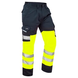 Leo CT01 Bideford Yellow/Navy Cargo Trousers Reg Leg