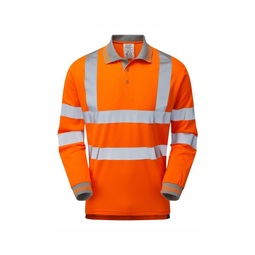 PULSAR PR470 High Visibility Long Sleeve Polo Shirt Orange