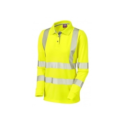 Pollyfield Ladies Hi-vis Yellow Long Sleeve Polo Shirt 5XL-6XL